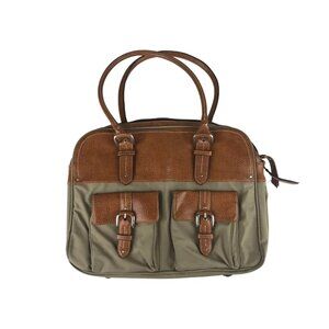 Franklin Covey Womens Beige Brown Adjustable Leather Strap Shoulder‎ Bag Size S